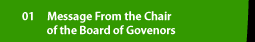 Message From the Chair of the Board of Govenors
