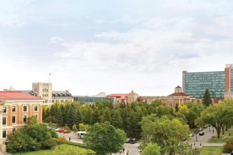 alt: "A panoramic view of the University of Manitoba Fort Garry campus."