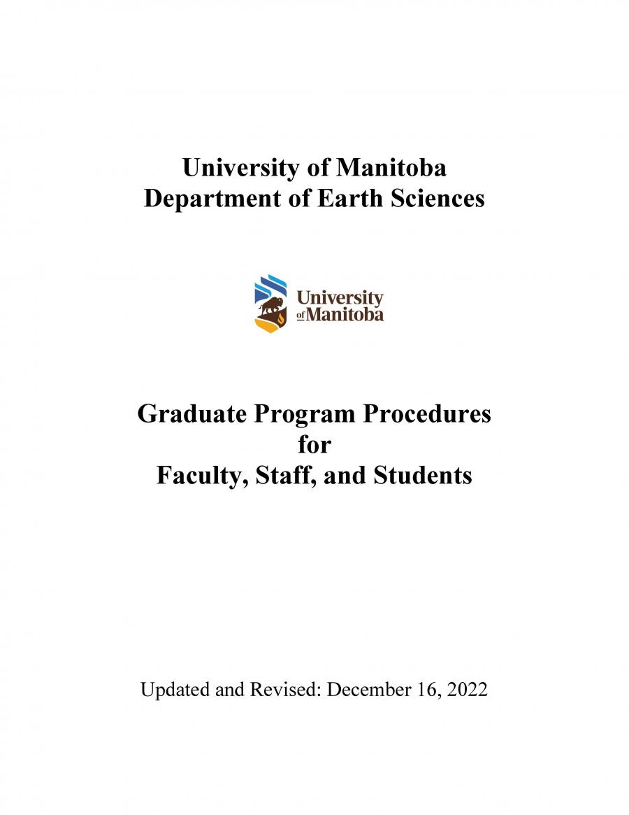 Department of earth sciences handbook cover, 2022.