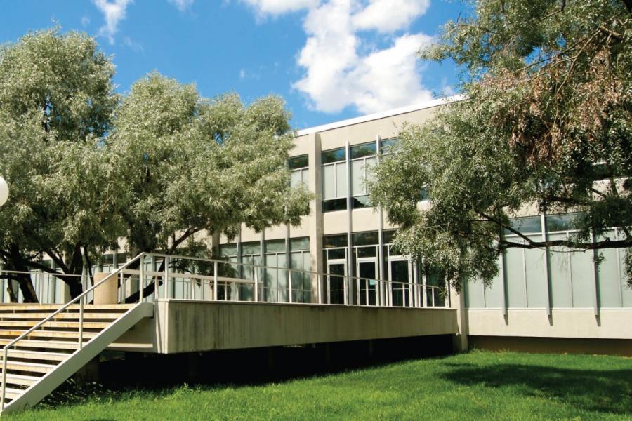 An exterior view of the University of Manitoba John A. Russell building.