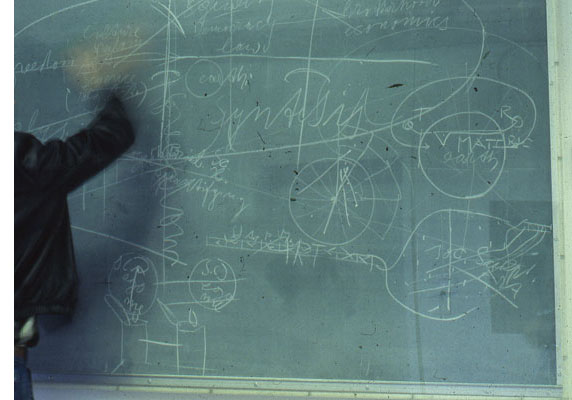 Cliff  erasing Beuys blackboard