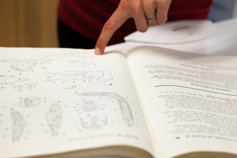 From Jill Detwiler, a person pointing at a biological sciences book