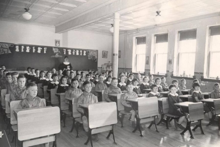 THE SHUBENACADIE RESIDENTIAL SCHOOL CLASSROOM IN NOVA SCOTIA.