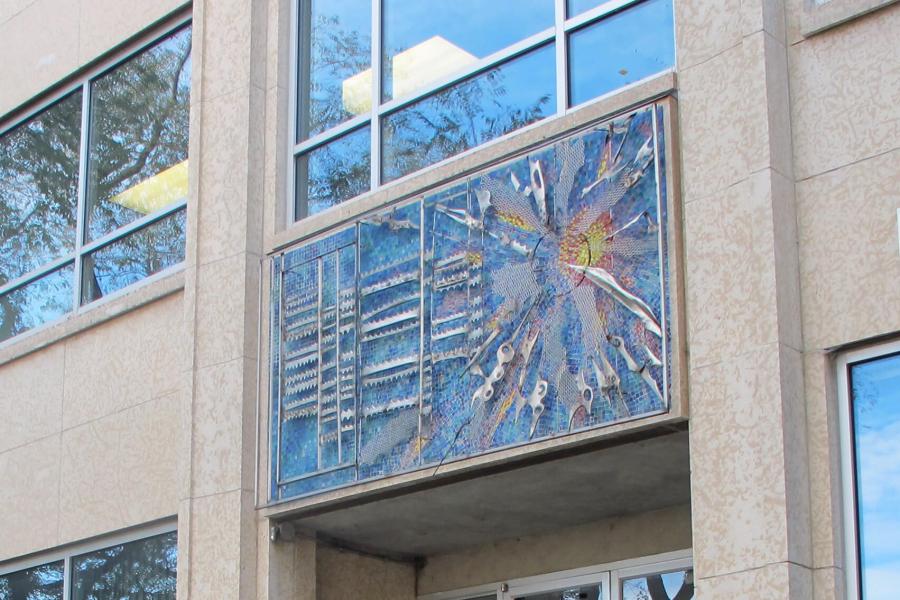 Leo Mol artwork over Agriculture Building entrance