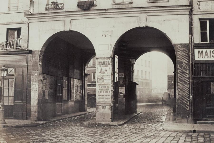 An old photograph of an architectural archway.