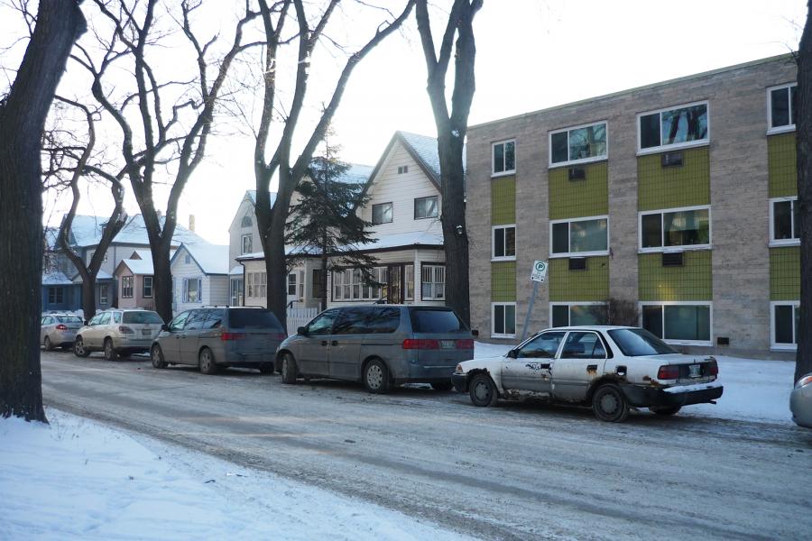 cars parking on the street in winter