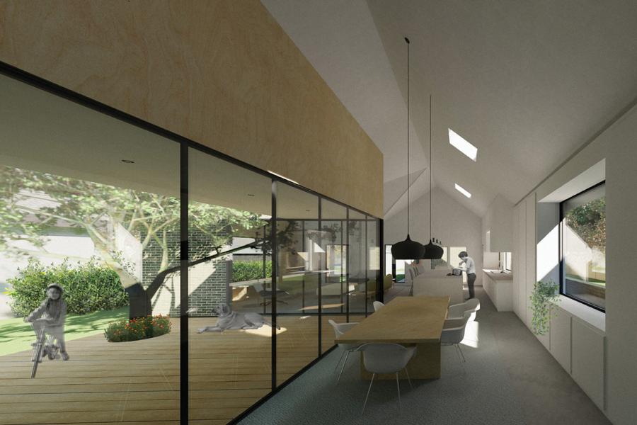 Multigenerational housing typology - kitching and living spaces