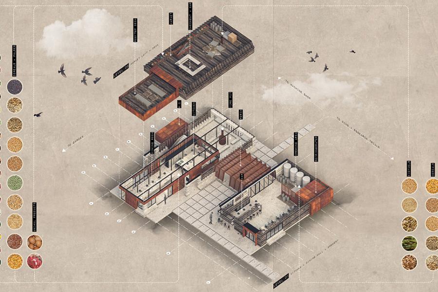 axonometric drawing of barn