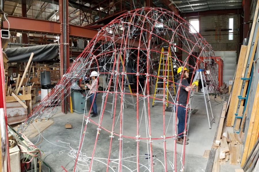 a wire structure being built inside