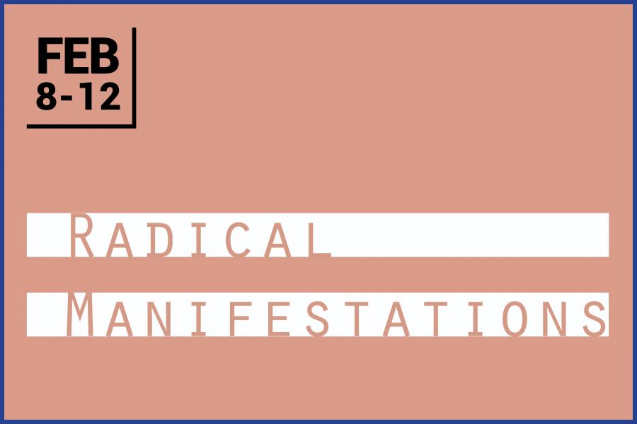 text 'Radical Manifestations' on red background