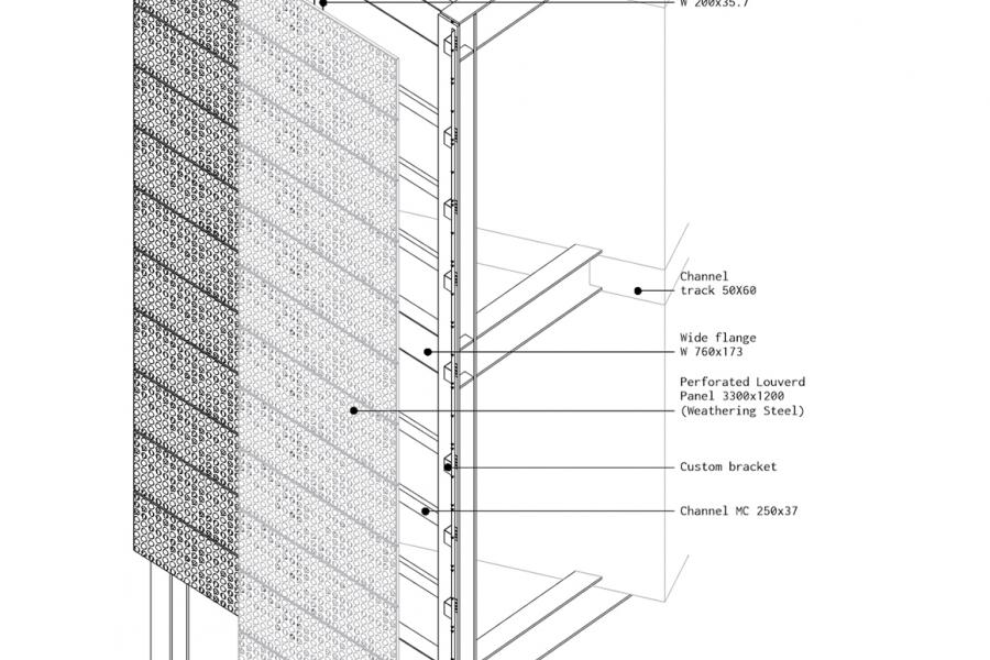 Detail of the exterior wall