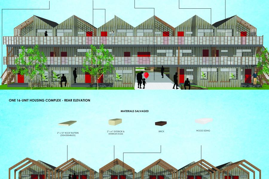 Front and rear elevations.