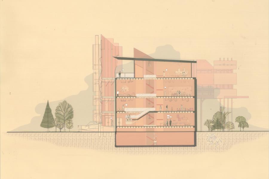 Drawing of the west section of the building