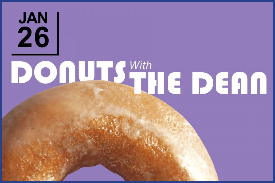 Beige donut on a purple background.