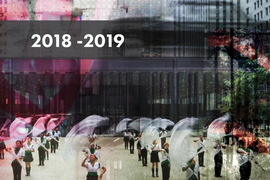 Collage of people and buildings