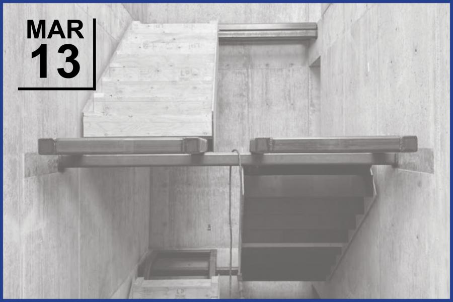 Elevation view of concrete stairs