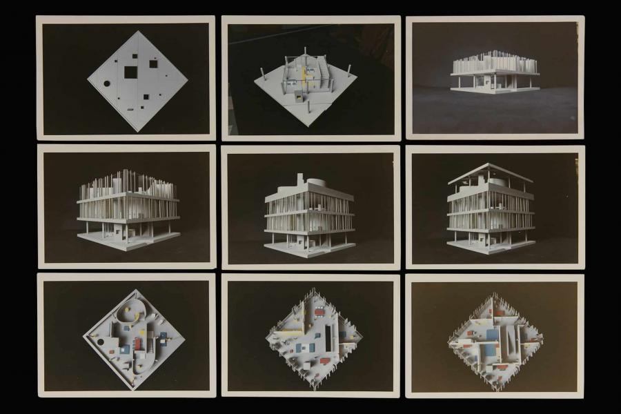 A collage of several images of a building