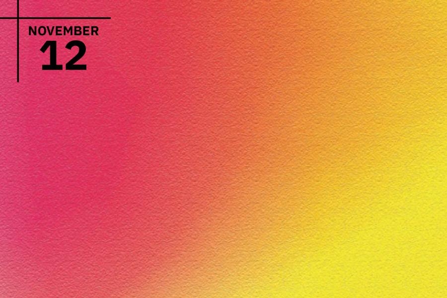 Gradient of pink and yellow with a mixture of orange in the middle.