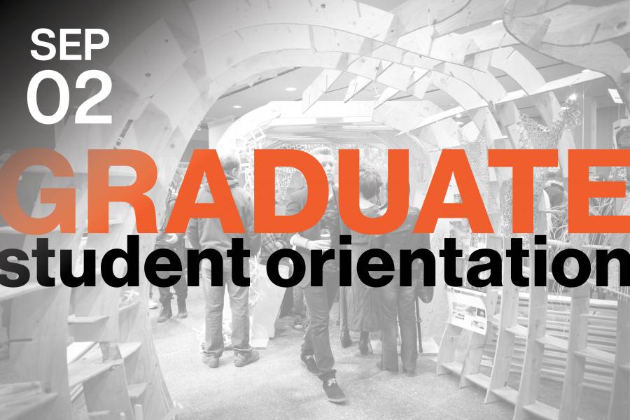 Black-and-white image of a student gathering beneath a wooden arch.