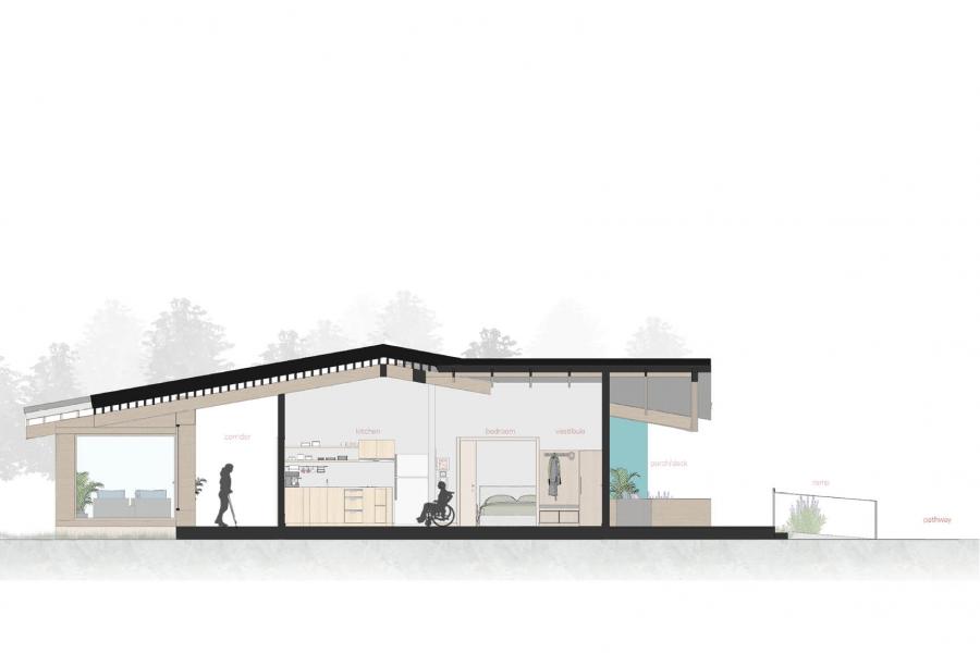 Cross-section of a modern, accessible home design.