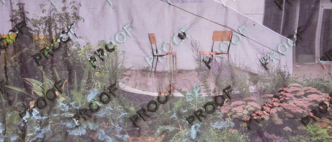 Florence Yee, 'PROOF—Chinatown Anti-Displacement Garden' (detail), 2020, hand-embroidered thread on cotton voile print.