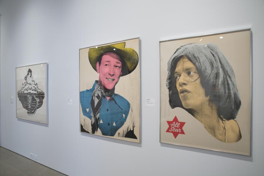 Pop-art-inspired portraits of cultural figures in vibrant colors.