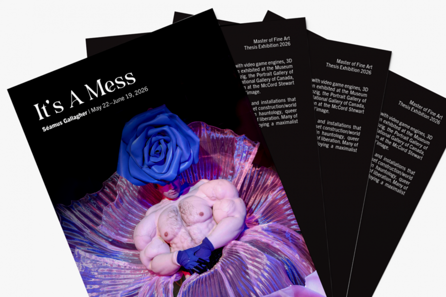 Promotional postcard for Séamus Gallagher's It's A Mess MFA Thesis Exhibition.