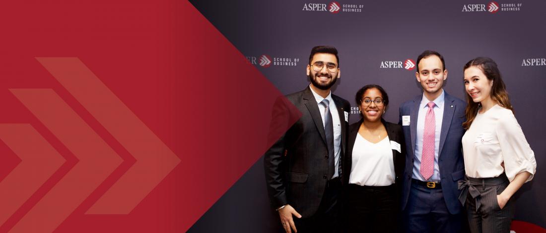 Four Asper students standing together