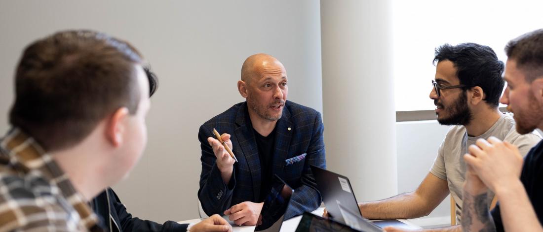 Ben Startup Coach talking to students