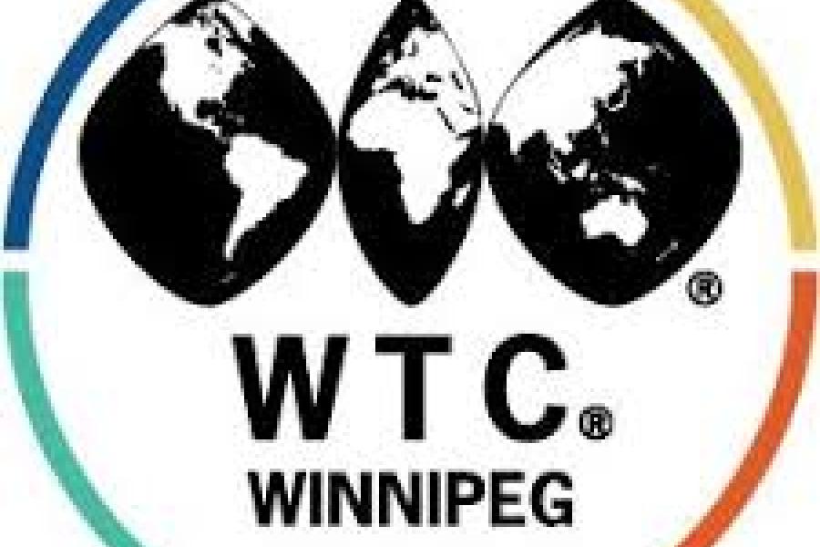 Logo of world trade center in winnipeg