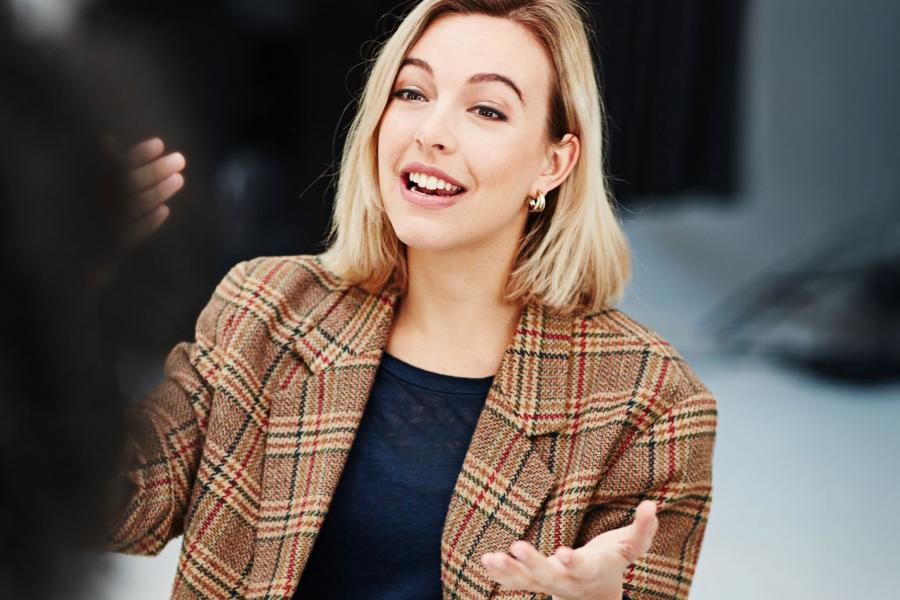 Business leader discussing change with team.