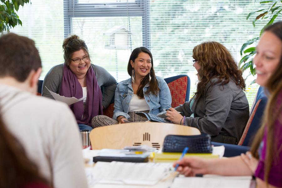 Students at indigenous students centre