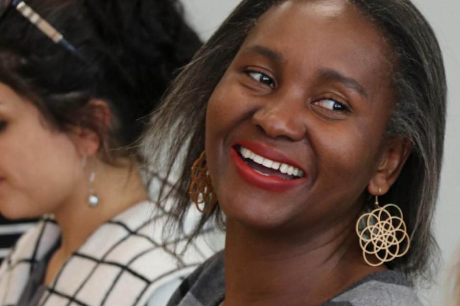 Smiling woman.