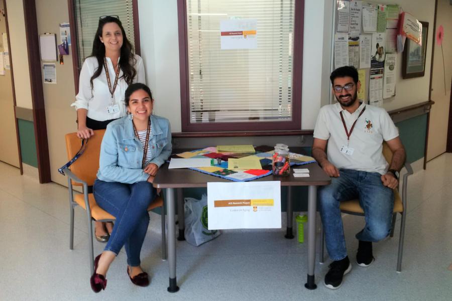 Centre on Aging researcher and students collect data for a research study.