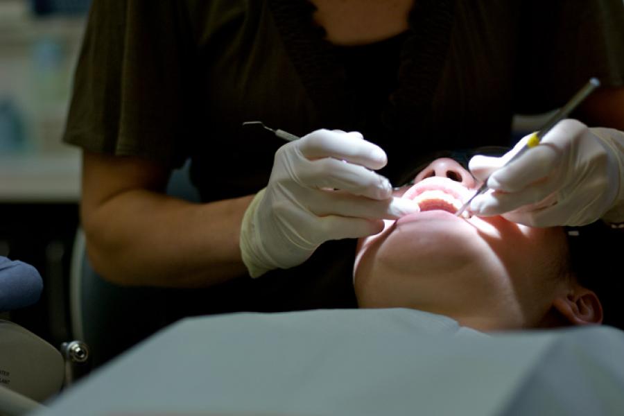 Close-up of dental exam.