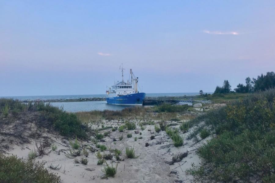 The MV Namao anchored at George Island.