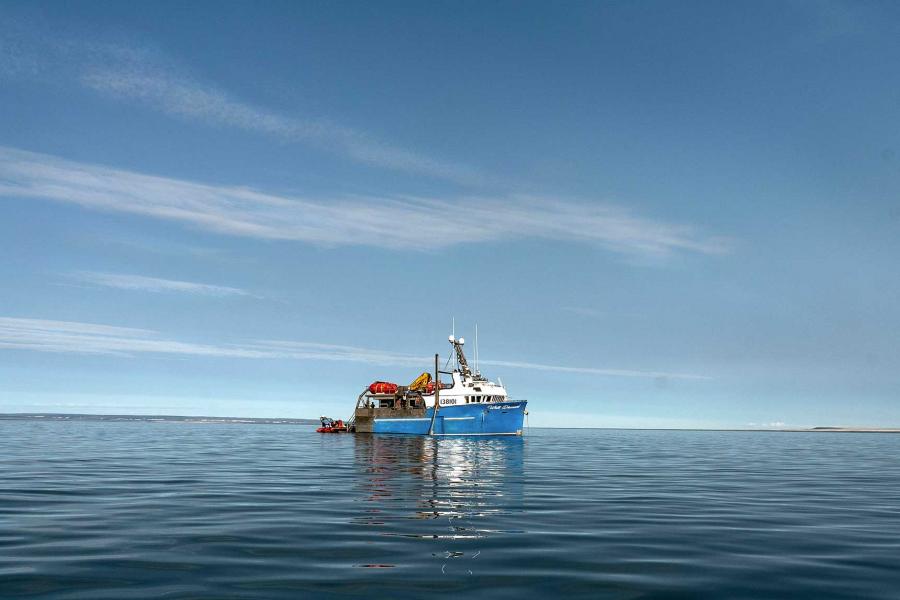 research vessel william kennedy in the water.