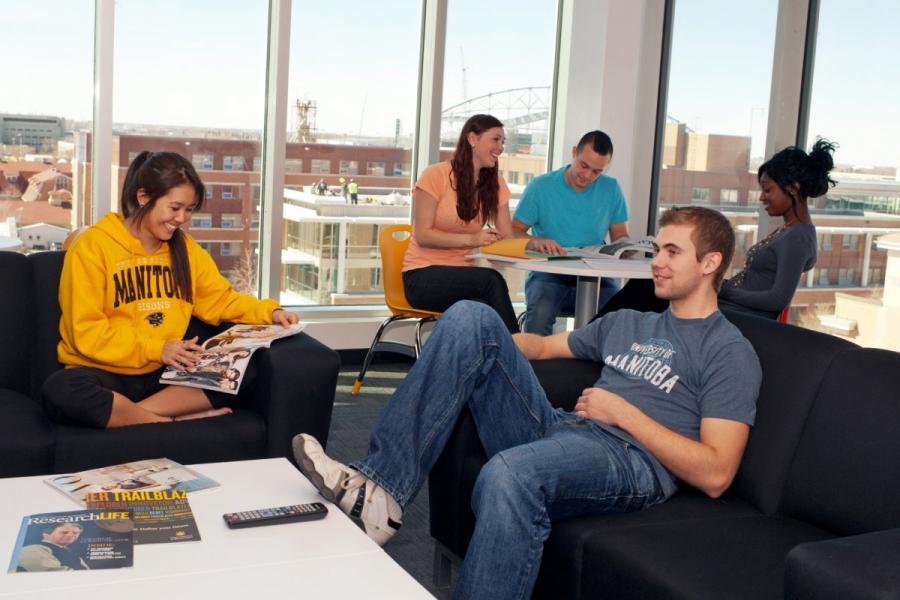 Students socialize and study in a UM student residence. 
