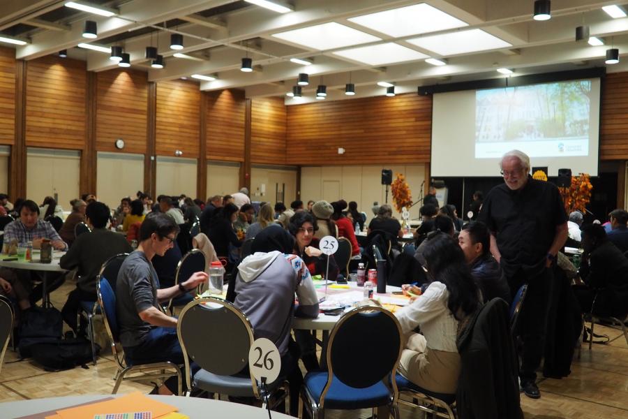 Groups sitting at tables discussing ideas at Better Together 2023.