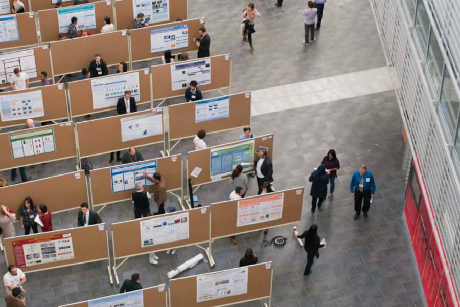 Engineering students participating in a poster competition. 