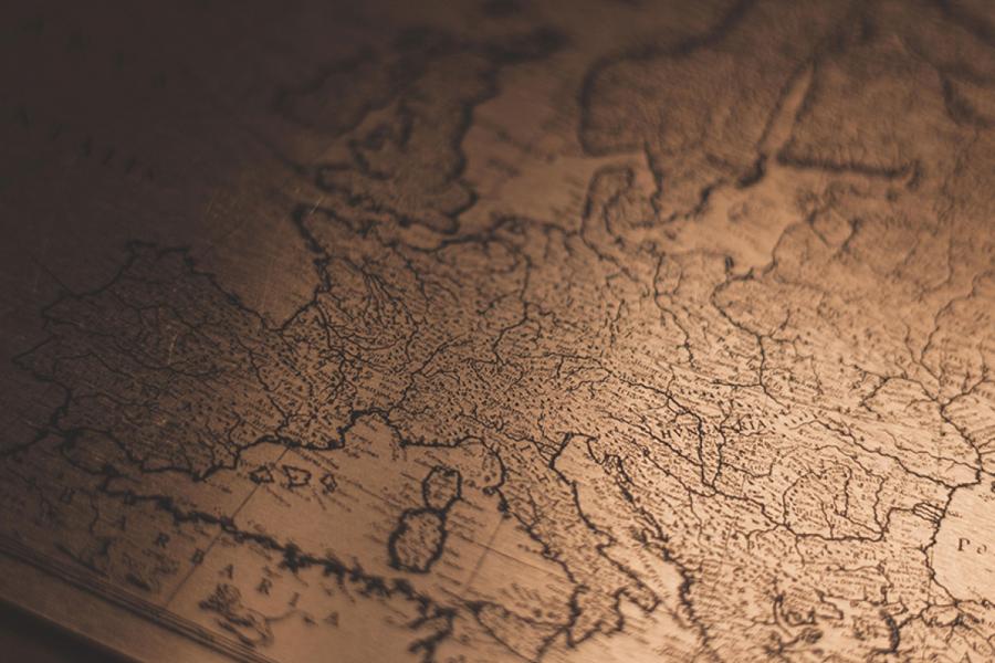 an old map of Europe.