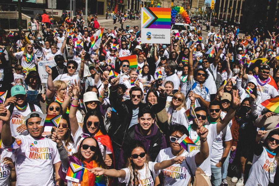 An image of a crowd enjoying and celebrating Pride month at U.M.