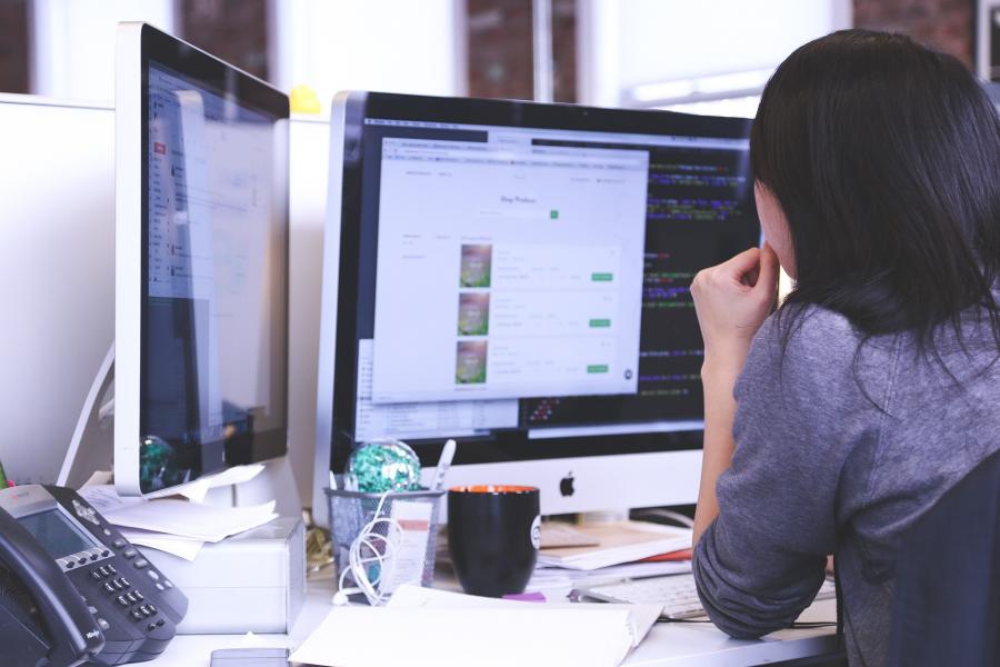 A person working on a computer.