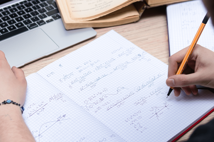 A graph notebook with some equations.