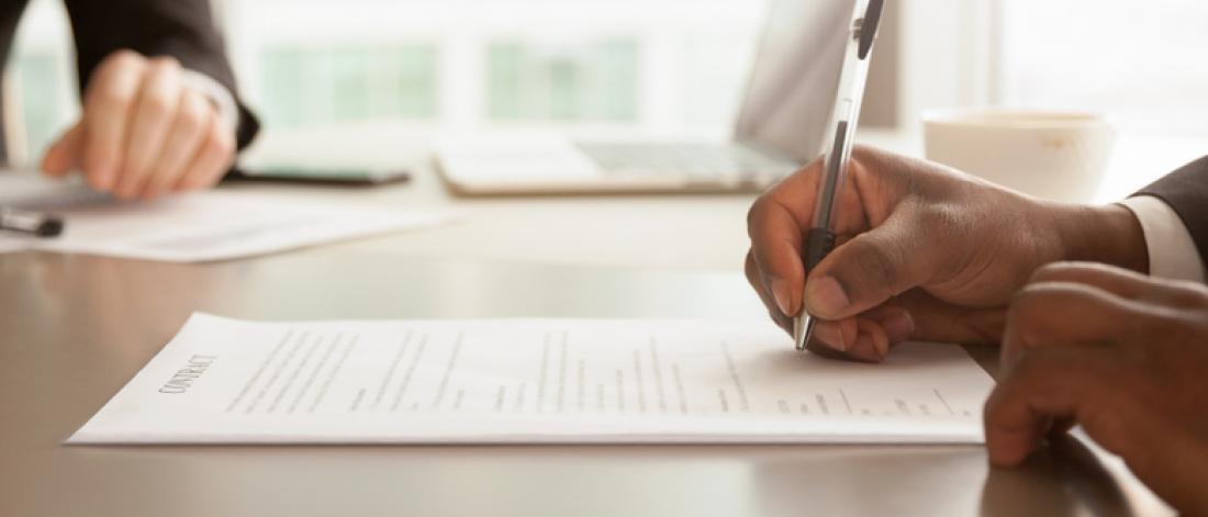 Signing a contract