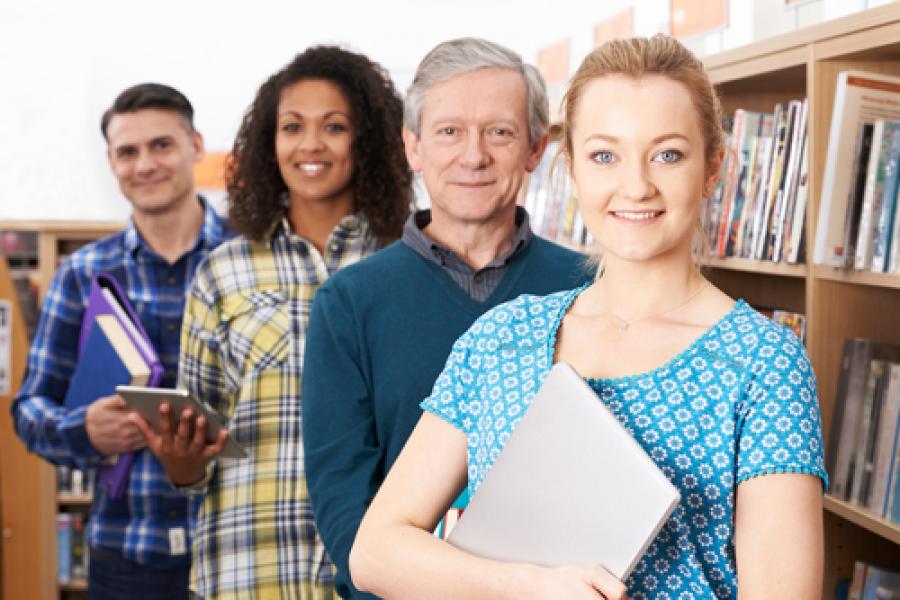 row of middle aged diverse learners