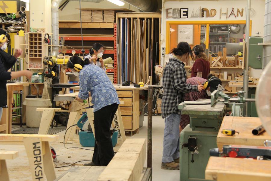 group of students working with tools