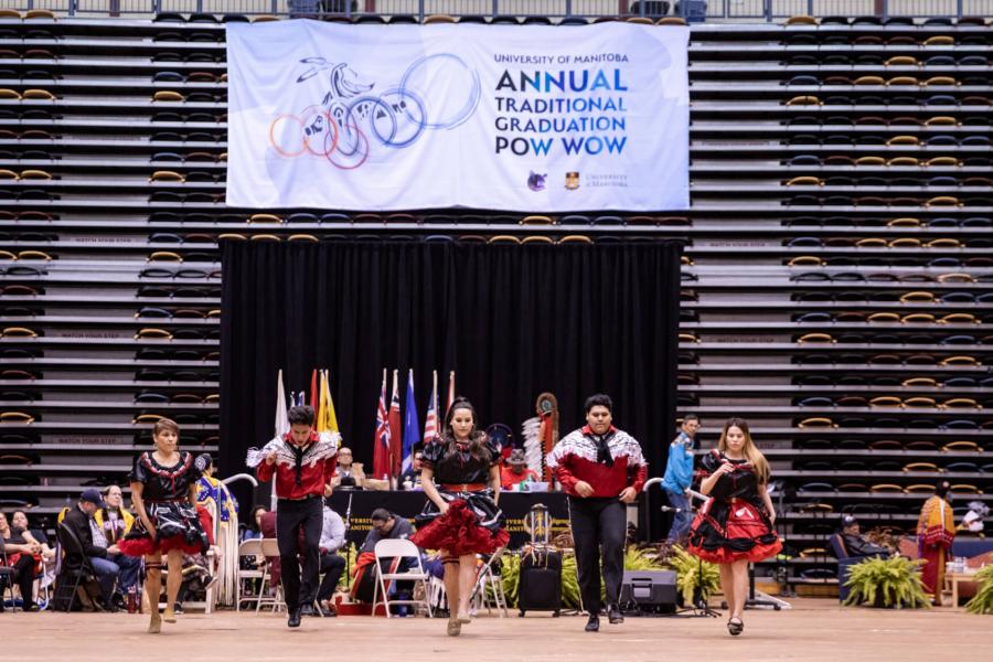 Dancers at the annual traditional graduation PowWow.
