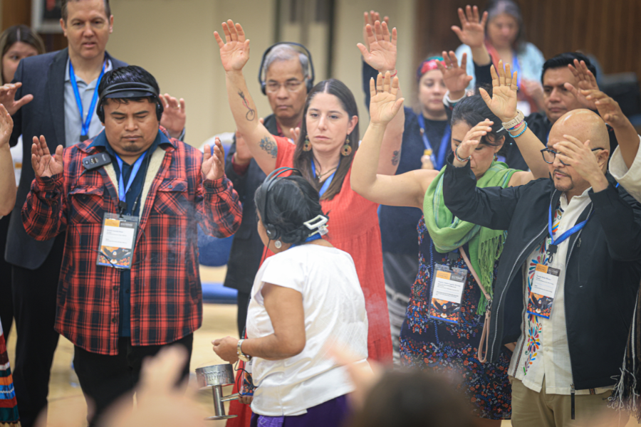 3. Participants take part in an opening ceremony led by Indigenous Knowledge Keepers.