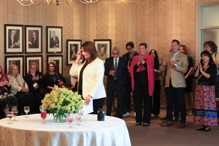 Guests attend a reception at Government House.